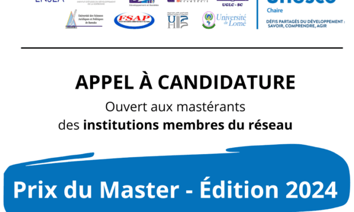 Appel à candidature – Prix du Master de l'UNESCO 2024