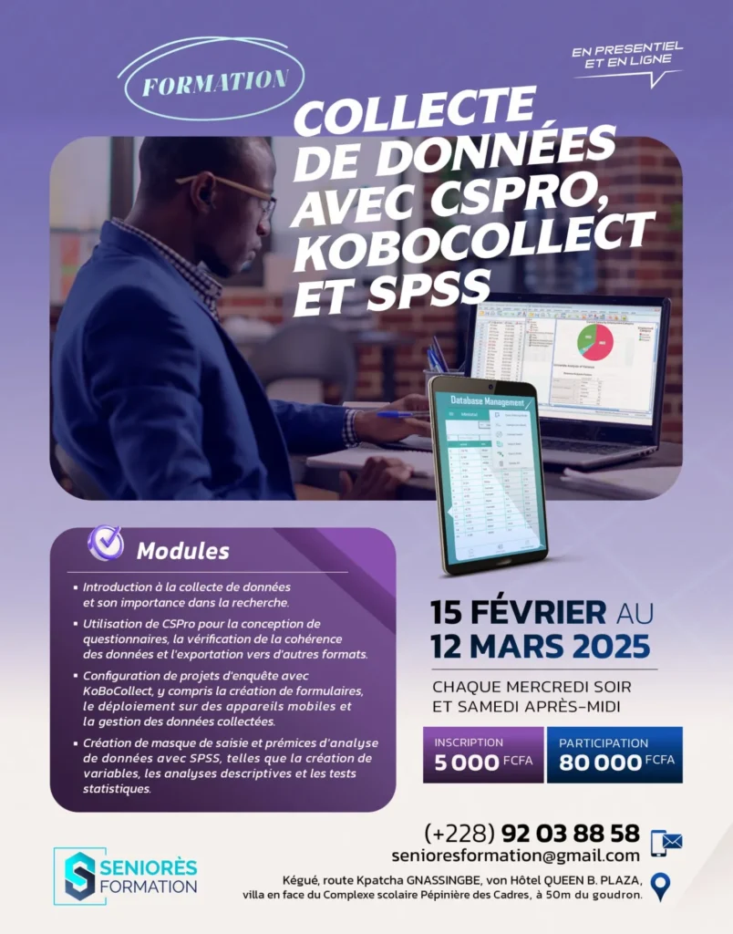 Formation en collecte de données avec Cspro, Kobocollect et Spss