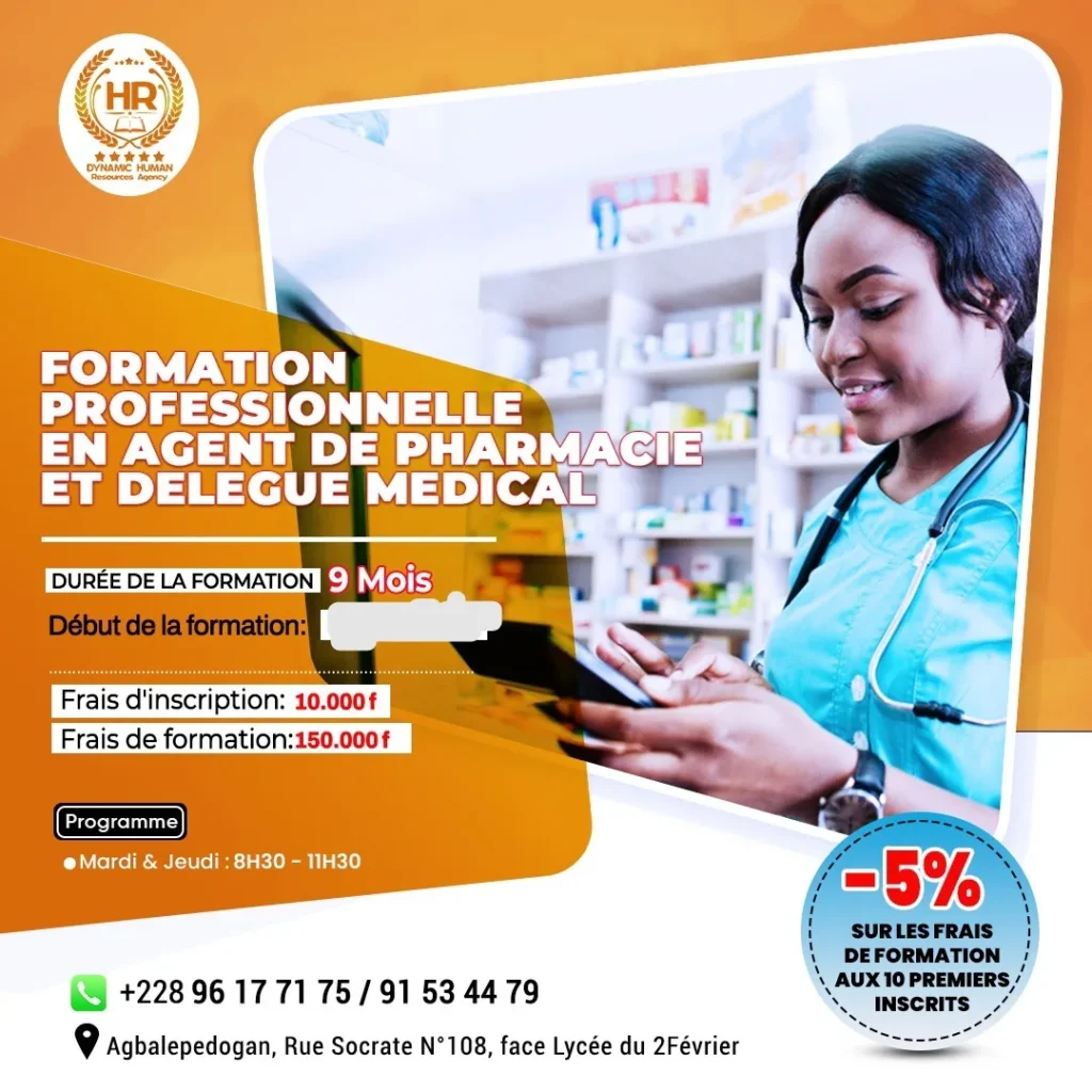 Formation professionnelle agent de pharmacie et delegue medical