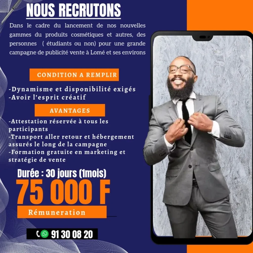 recrutement commerciaux lome