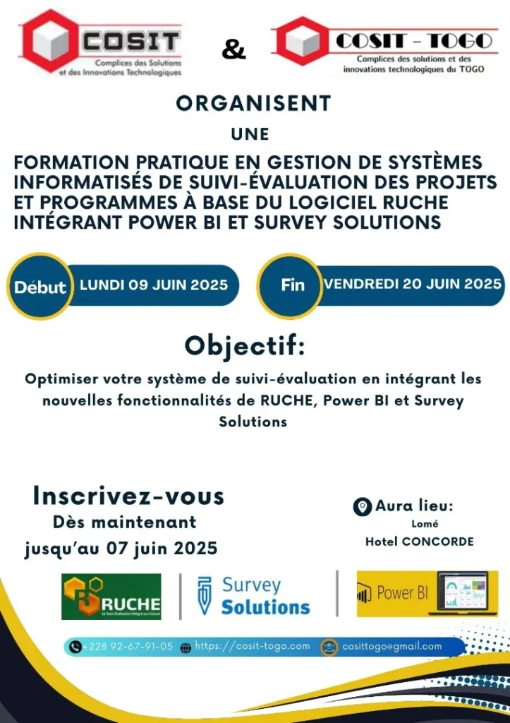 formation pratique gestion de systèmes informatisés de suivi-évaluation projets