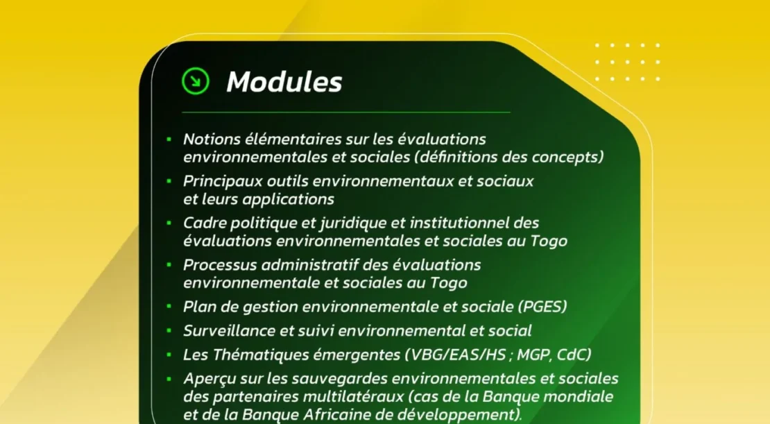 Formation en sauvegardes environnementales et sociales