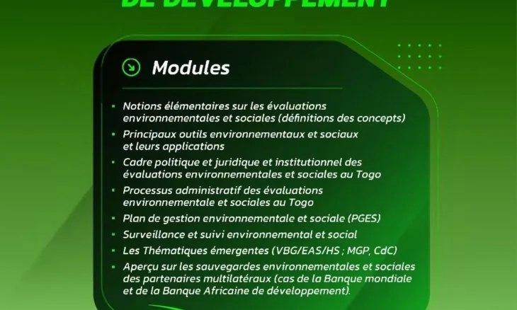 Formation en sauvegardes environnementales et sociales