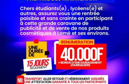 job de vacances lomé togo
