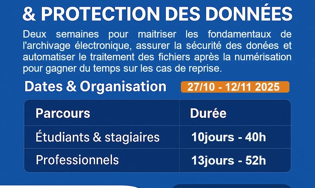 Formation intensive en Archivage électronique