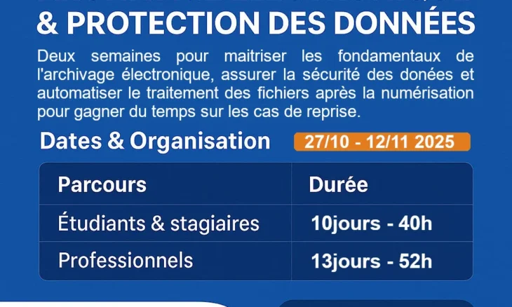 Formation intensive en Archivage électronique