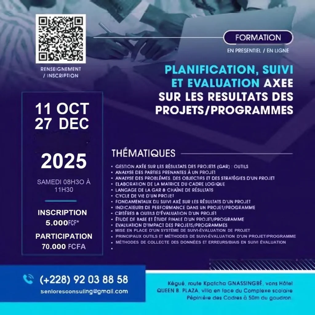 Formation en planification, suivi et évaluation