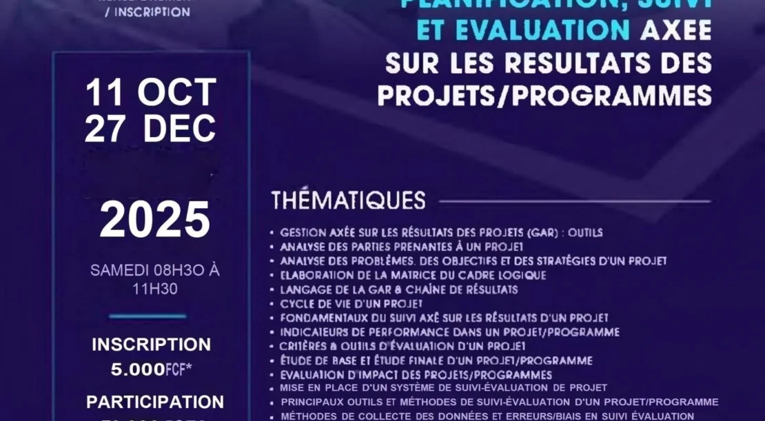 Formation en planification, suivi et évaluation