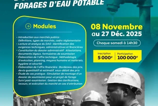 appel d’offres relatif aux forages d’eau potable
