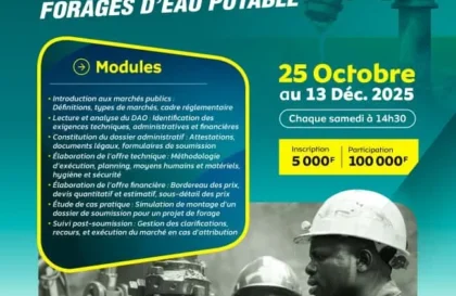 formation sur le montage du dossier d’appel d’offres relatif aux forages d’eau potable