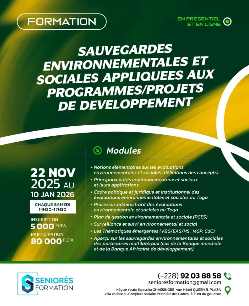 Formation en sauvegardes environnementales et sociales
