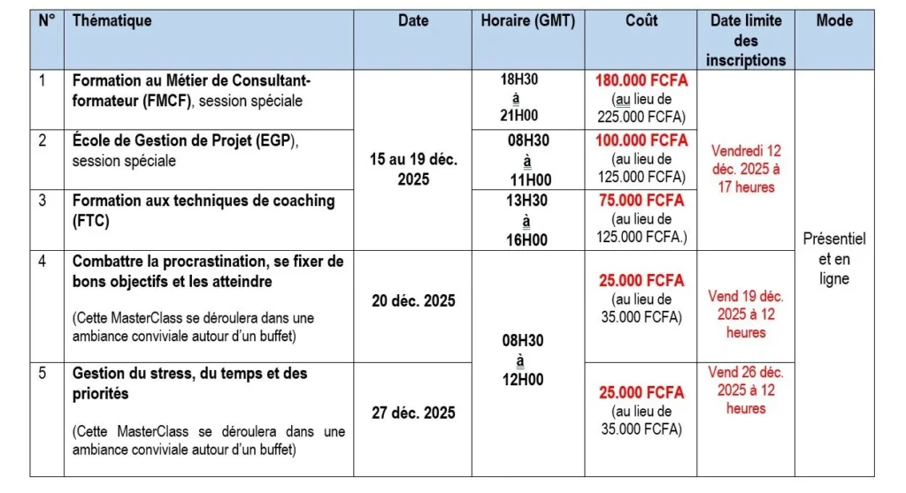Opportunité de formation