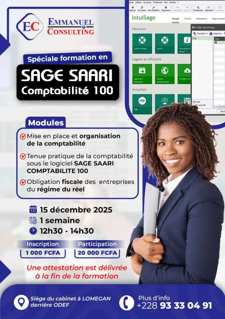 formation spéciale sur le logiciel sage saari comptabilité 100