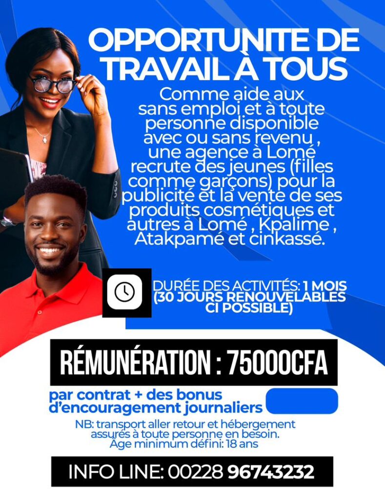 Opportunité de travail pour tous