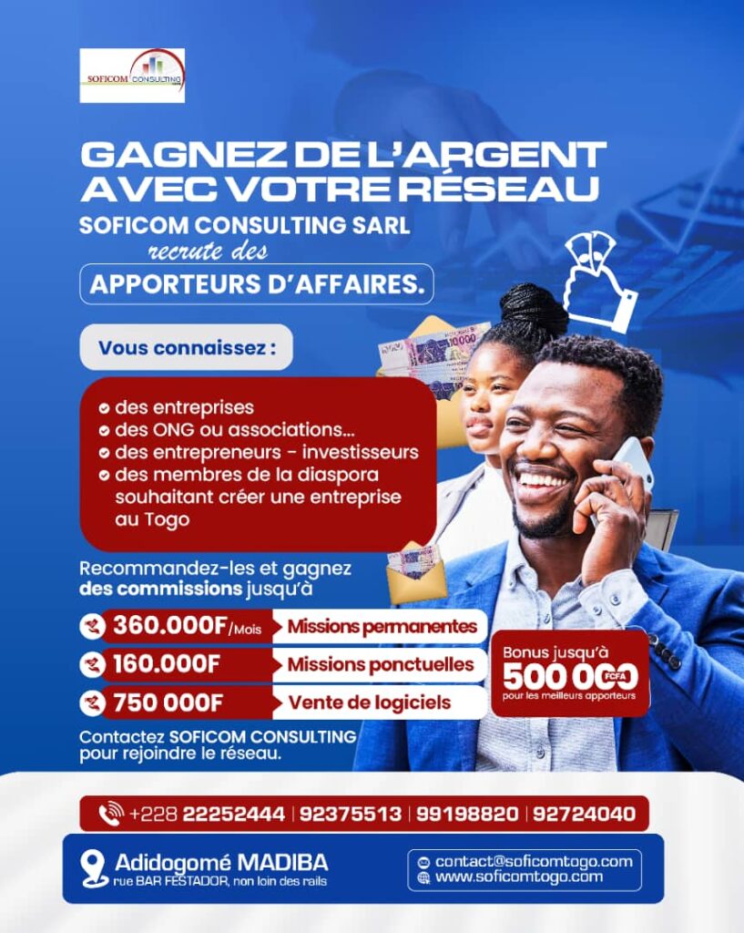 SOFICOM CONSULTING SARL recrute des Apporteurs d’Affaires