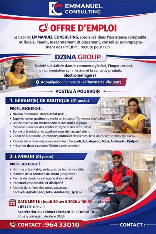 Avis de recrutement-DZINA GROUP