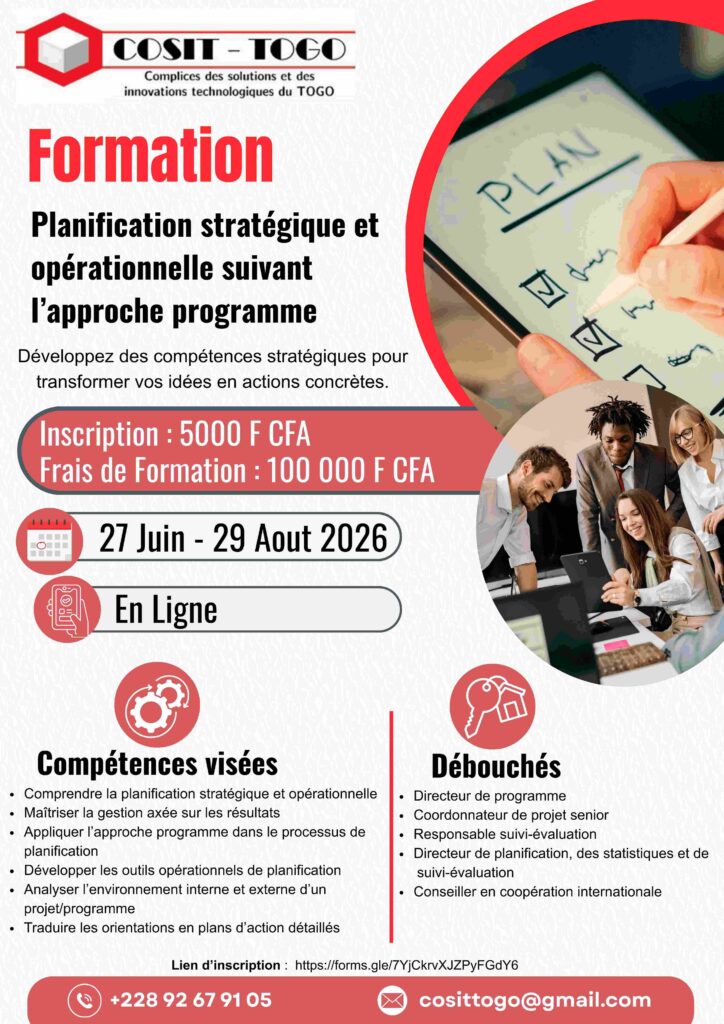 Formation en Planification stratégique et opérationnelle suivant l’approche programme