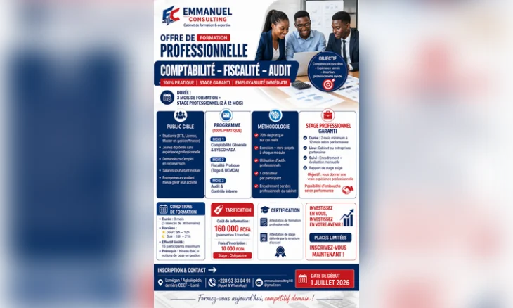 Offre de formation professionnelle plus stage garanti