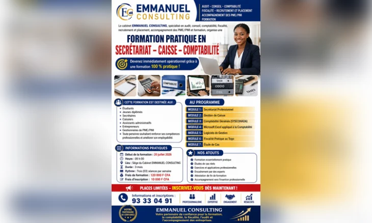 Formation pratique en secrétariat - caisse - comptabilité