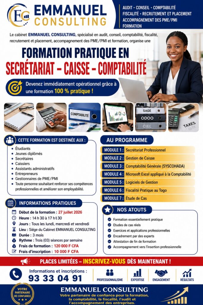 formation pratique en secrétariat – caisse – comptabilité
