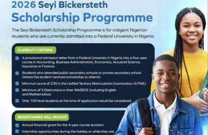 Bourse Seyi Bickersteth 2026
