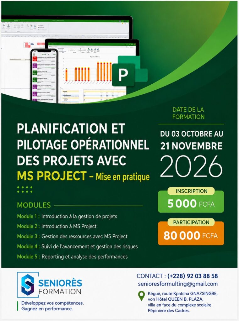 Formation en planification et pilotage opérationnel des projets avec MS PROJECT