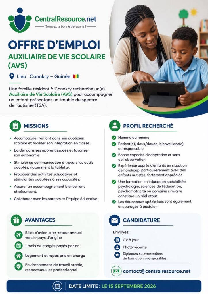 OFFRE D’EMPLOI – AUXILIAIRE DE VIE SCOLAIRE (AVS)