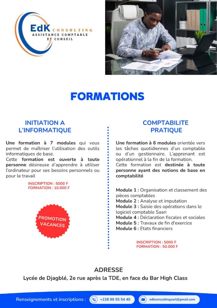 formation en informatique de base et en comptabilite pratique