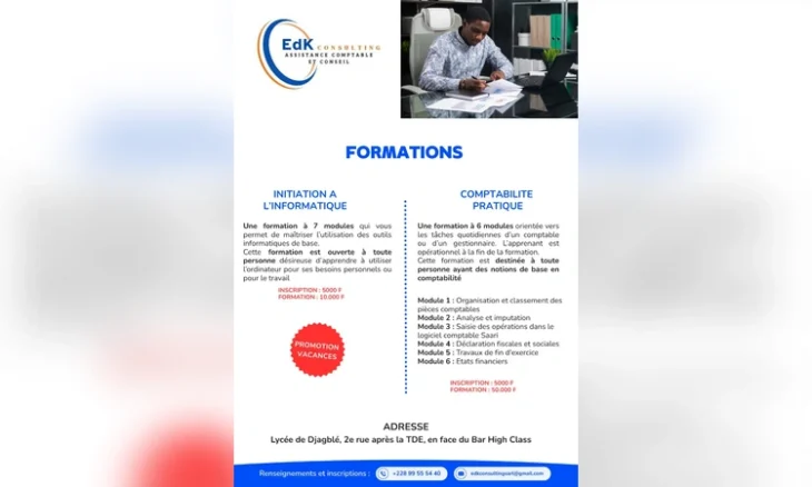 formation en informatique de base et en comptabilité pratique