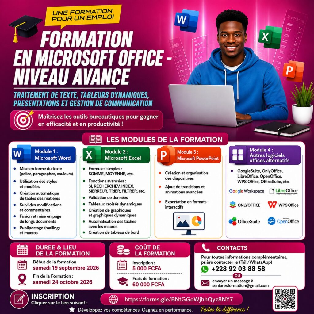 formation en microsoft office – niveau avance