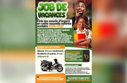 job de vacances lomé