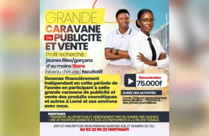 caravane de publicité et vente