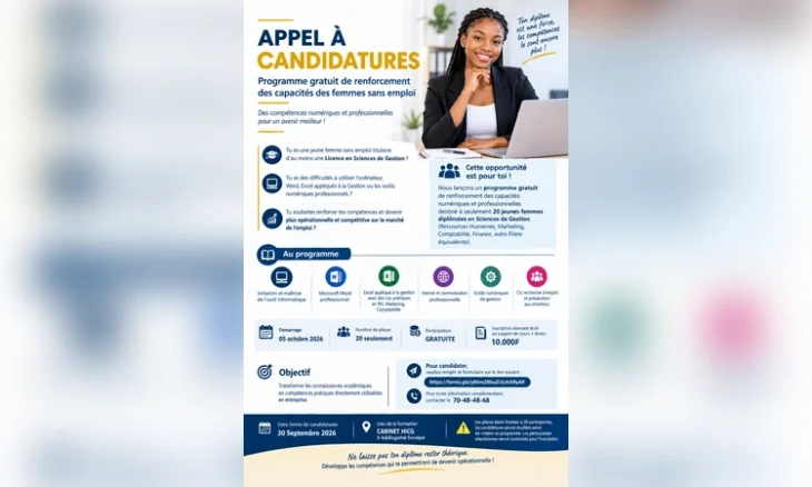 programme gratuit de renforcement des capacités des femmes sans emploi