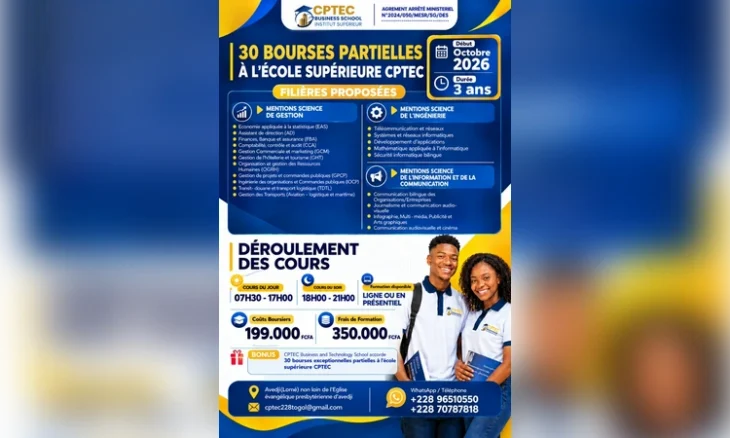 30 bourses disponibles pour une Licence professionnelle à CPTEC