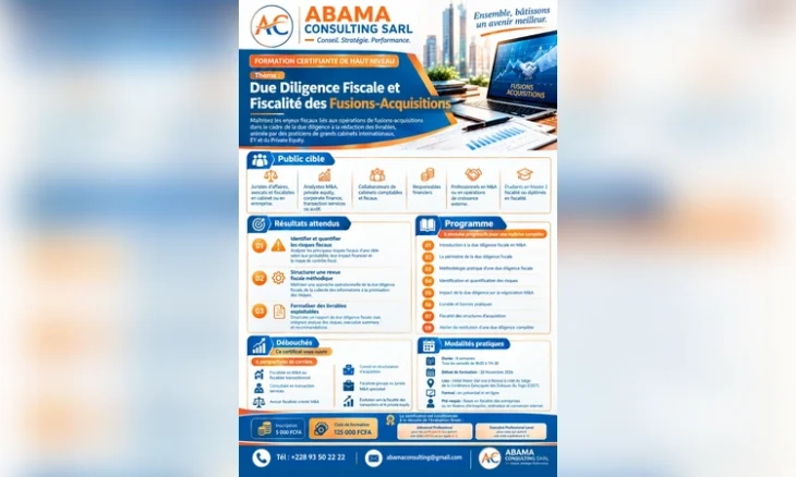 Formation certifiante en due diligence fiscale et fusions-acquisitions