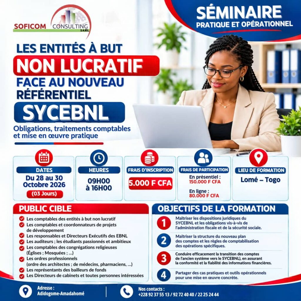 Séminaire pratique et operationnel portant sur le système comptable des entités à but non lucratif