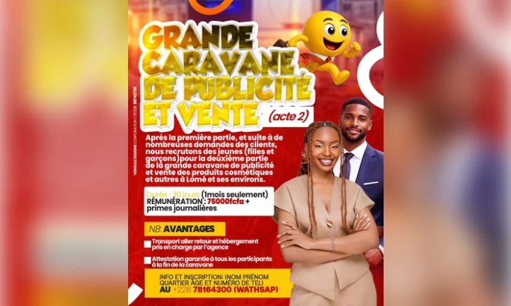 caravane de publicité et de vente lomé